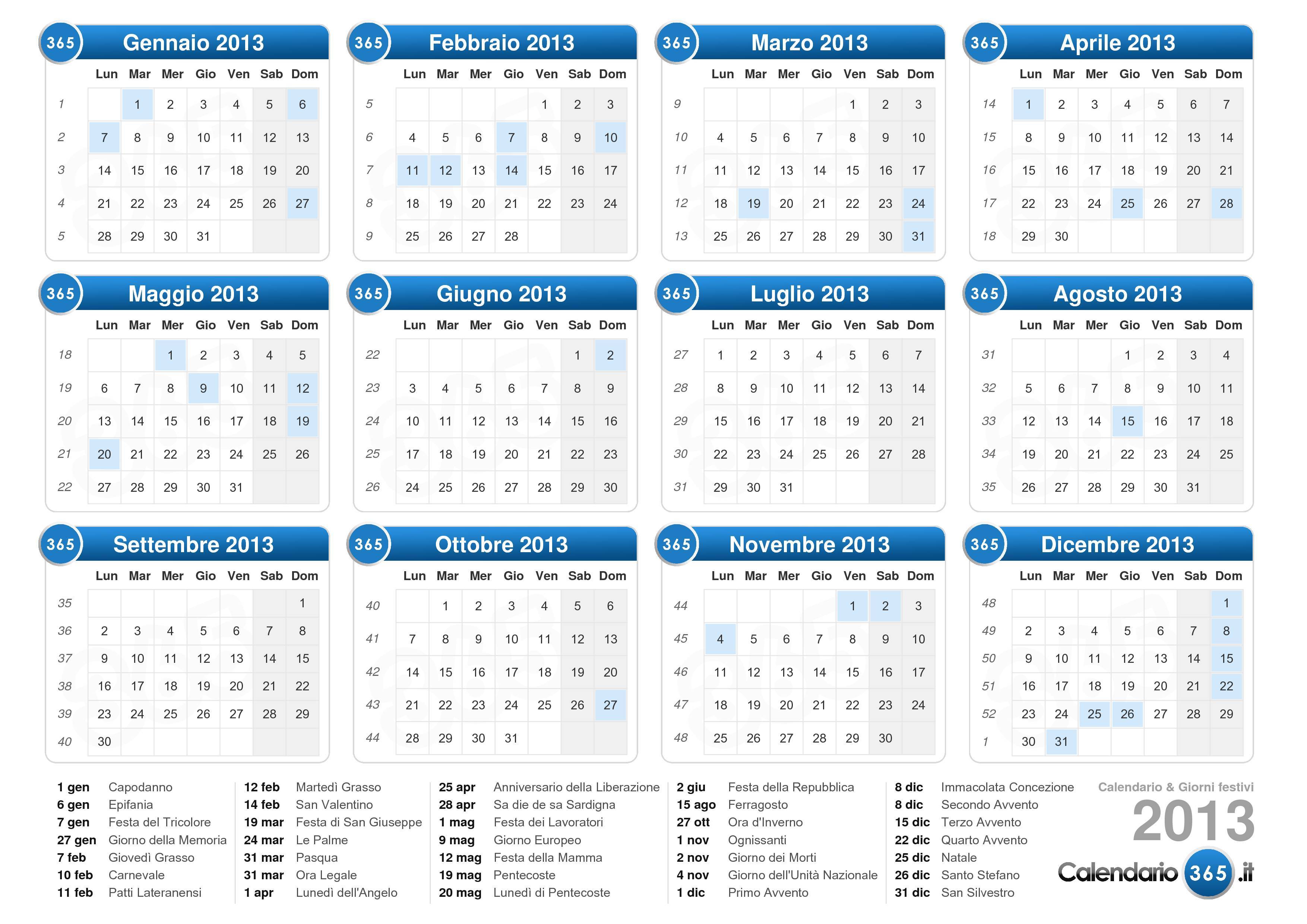 calendario 2013