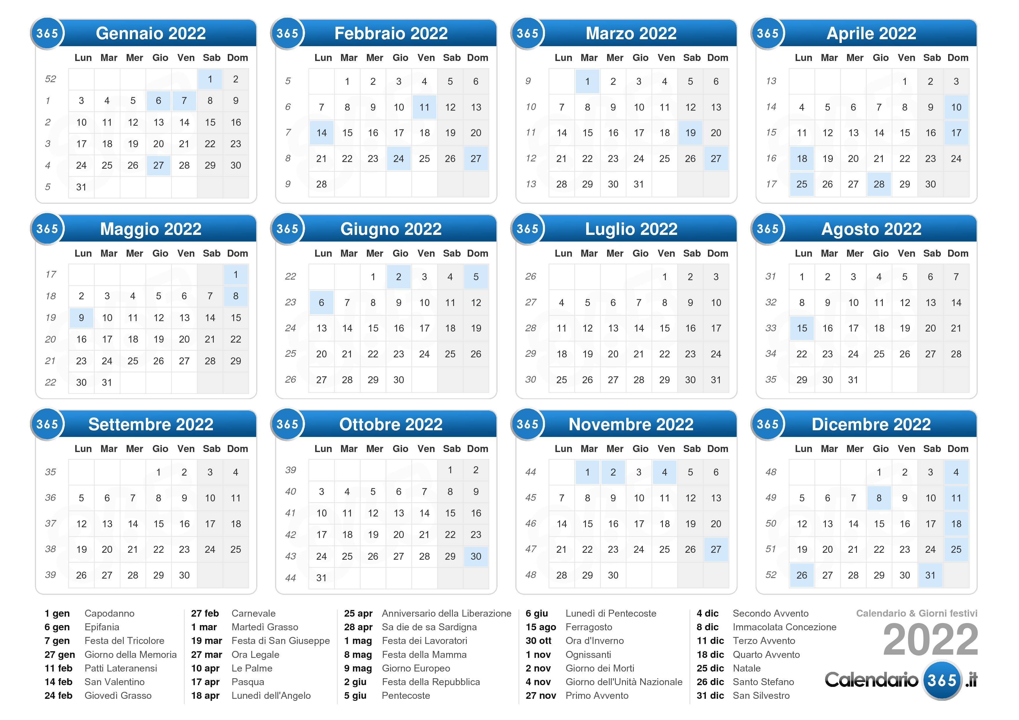 Calendario 2022