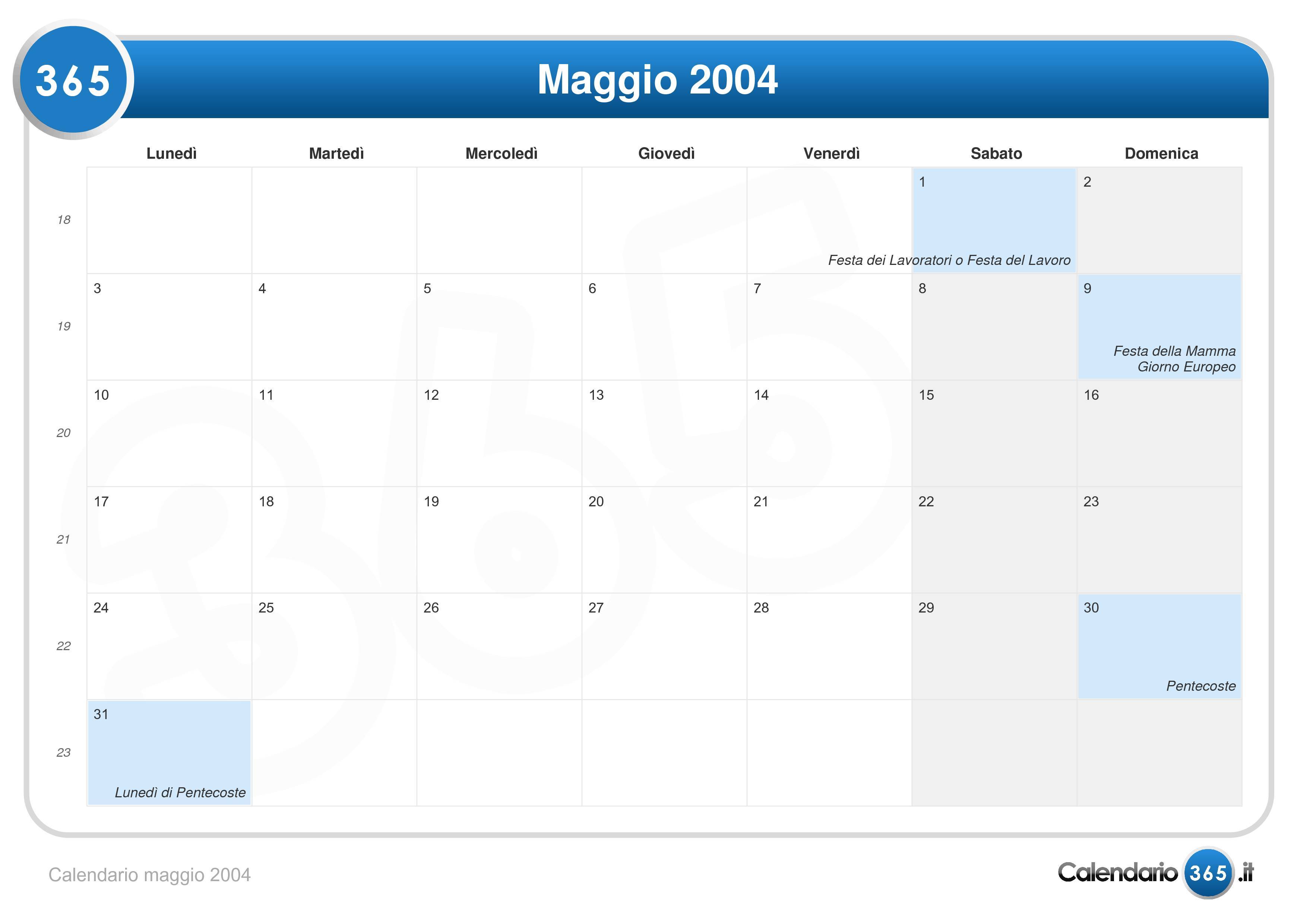 Calendario Maggio 2004