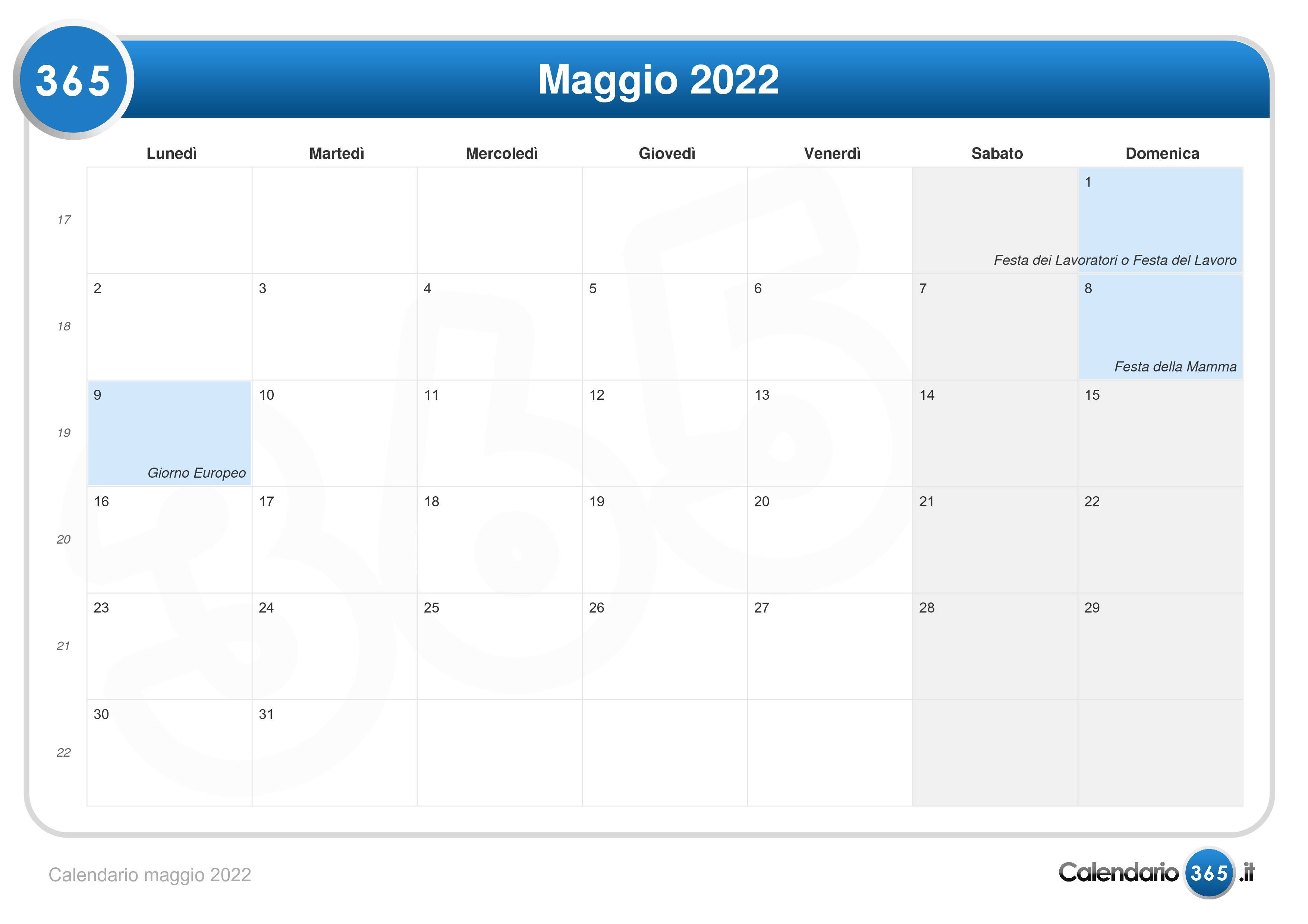 Calendario 2022 Maggio Calendario Lunare